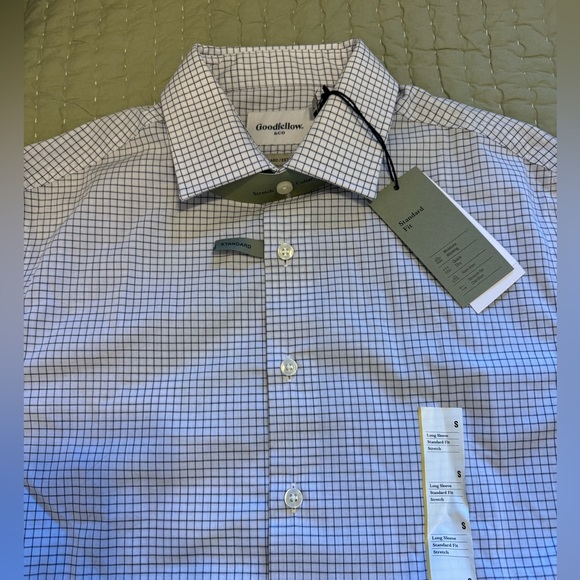 NWT Men’s Goodfellow & Co Standard Fit Button Down | Small | White & Navy Plaid - Picture 5 of 8
